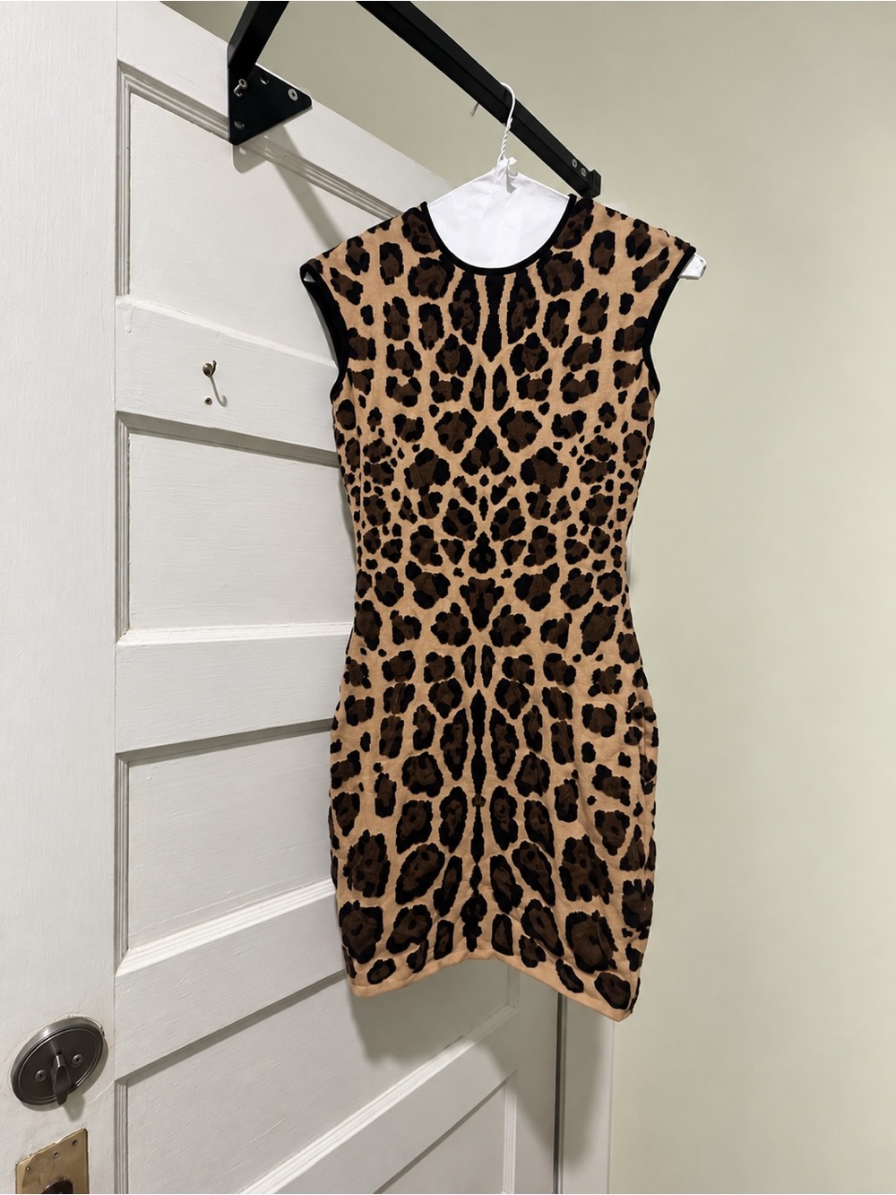 RVN Leopard Print Sexy Bodycon mini Dress - Tan & Black